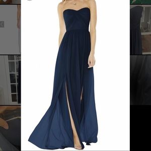 Navy Bridesmaids Dress Strapless